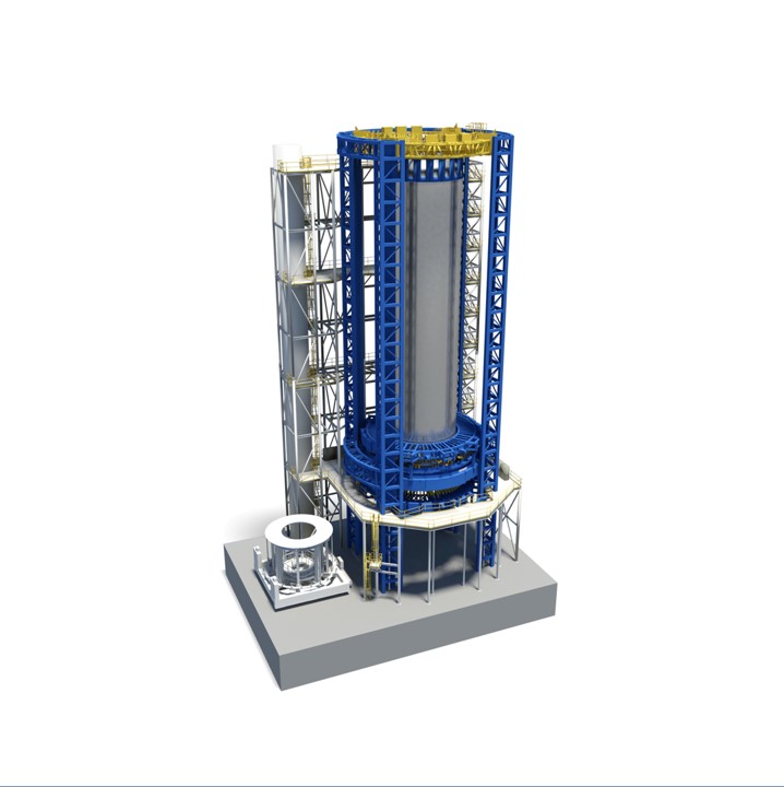 A rendering of the friction stir welding Vertical Assembly Center for NASA