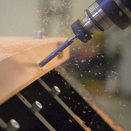 Closeup of milling tool.