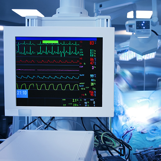 Heart monitor in operating room.