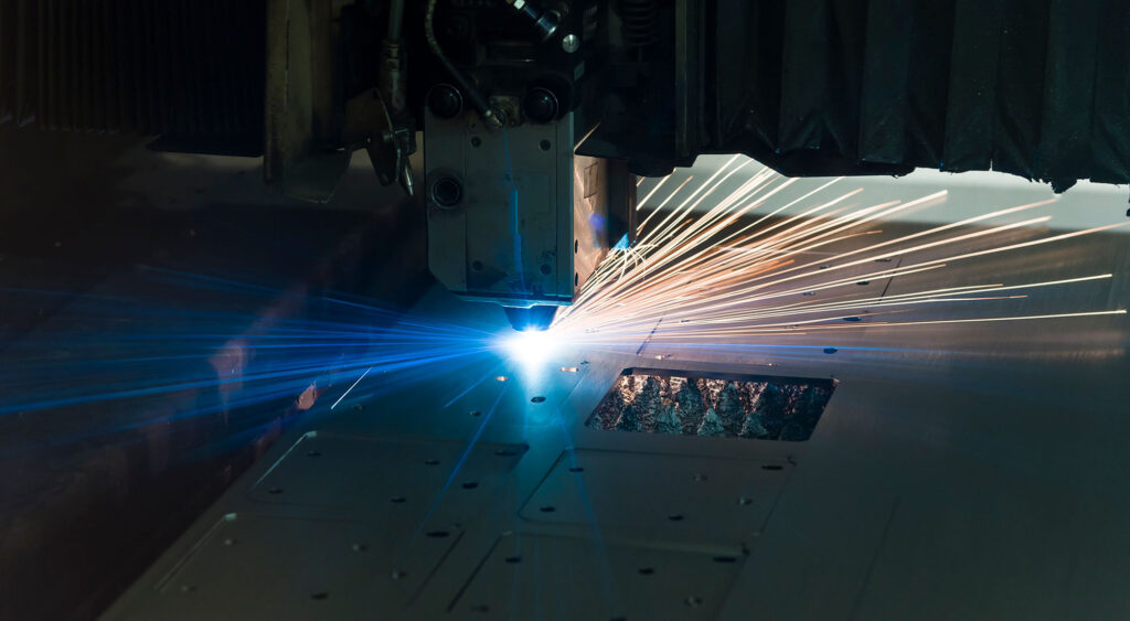 Laser welding steel plates within integrated laser platform.